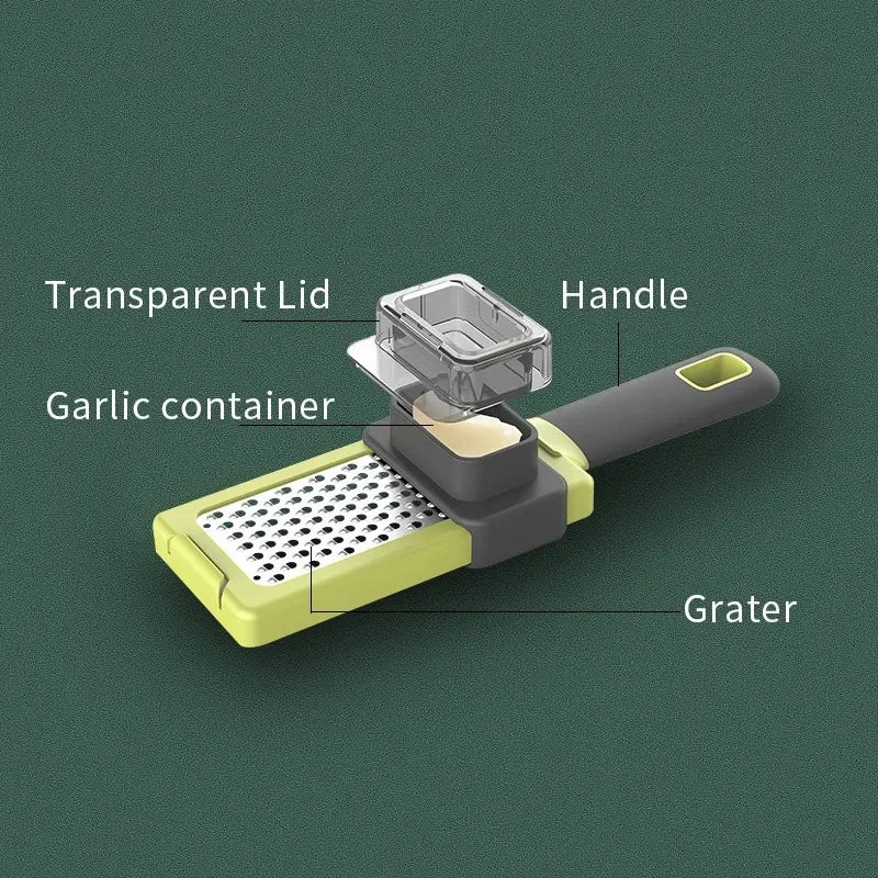 ZESTIRO Râpe à Ail et Gingembre | Presse Manuelle en Acier Inoxydable | Hachoir Ergonomique pour Oignon, Ail & Gingembre | Antidérapant & Efficace