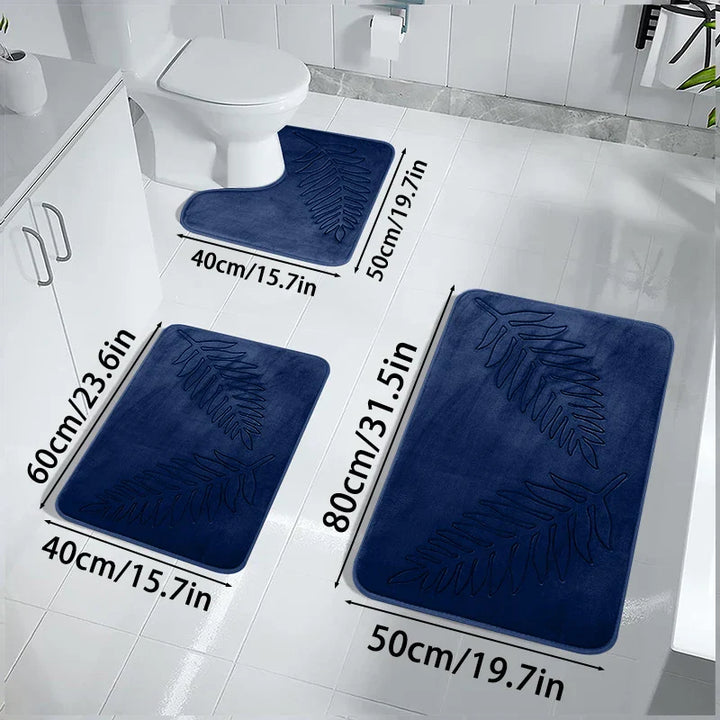 Set de Tapis de Bain SoftLuxe 3 pièces | Mousse à Mémoire & Coral-Fleece | Antidérapant & Sèche Rapidement | Lavable