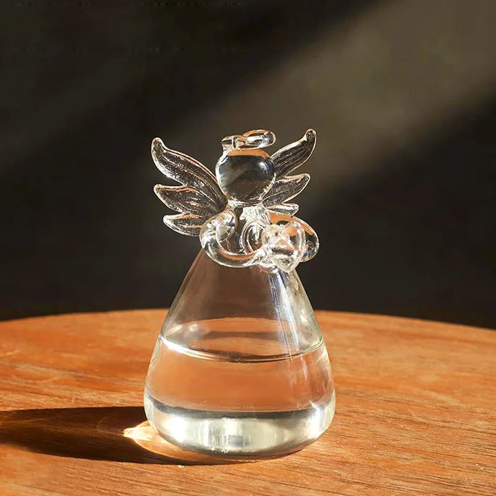 Seraphina | Vase en verre Ange | Fait main & Transparent | 8 x 5 cm | Décoration & Hydroponie