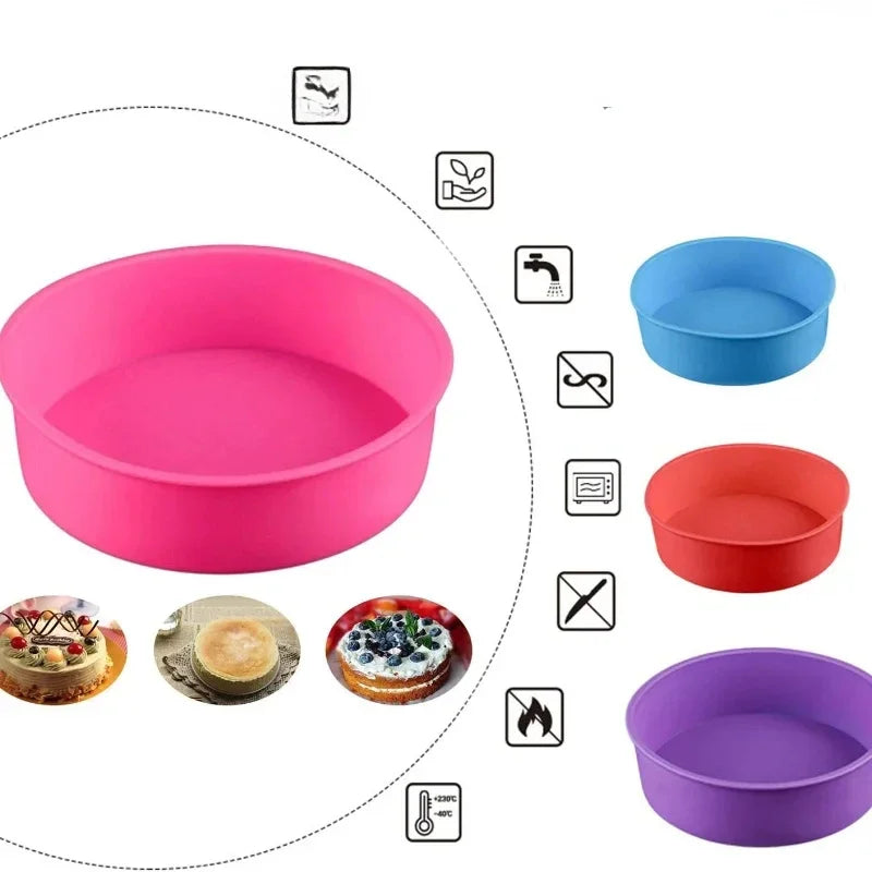 Moule à Gâteau Rond BakeoFlex en Silicone | Antiadhésif & Résistant à la Chaleur | 4–10 pouces (10–25 cm)