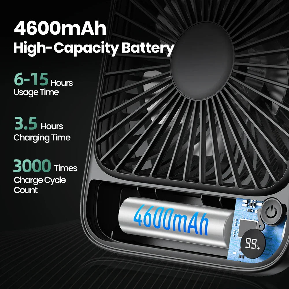 MiniVent Power | Ventilateur de table avec fonction batterie externe | Batterie de 5000mAh | 4 niveaux & Ultra Silencieux