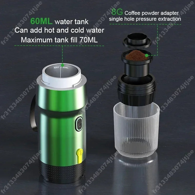 Machine à expresso portable | 3-en-1 capsules & poudre | Pression de 15 bars | Pour voiture, voyage & maison