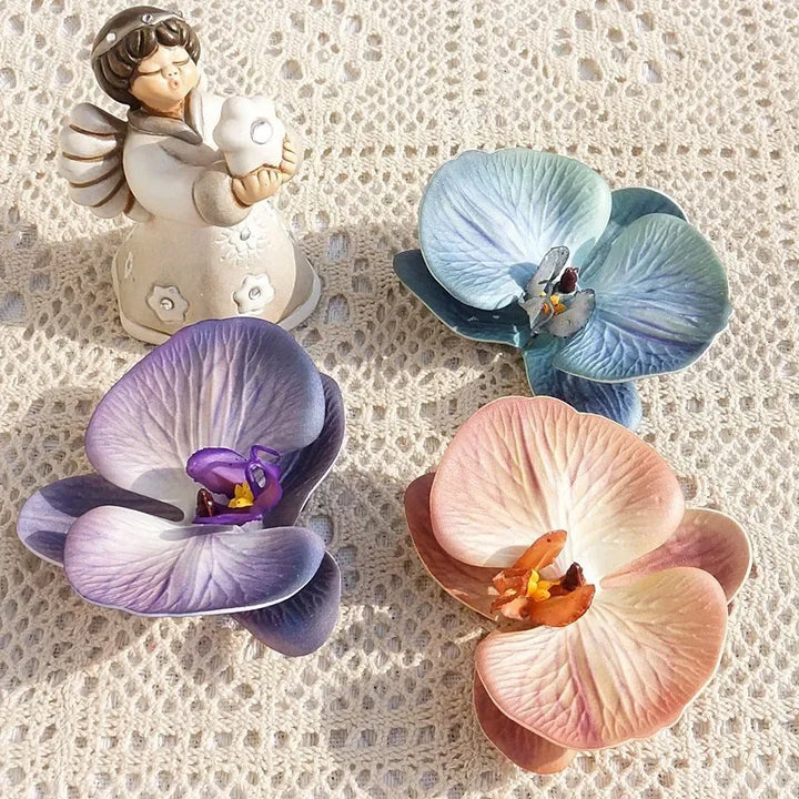 Fleur décorative 3D Floriva Orchidea | Grande orchidée papillon artificielle en coton silicone | 10 × 11 cm | Pour déco, cadeaux & accessoires capillaires