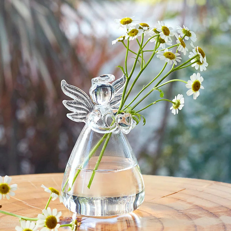 Seraphina | Vase en verre Ange | Fait main & Transparent | 8 x 5 cm | Décoration & Hydroponie