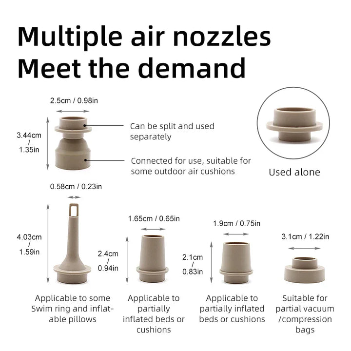 Pompe à air extérieure AeroBlow Mini | Électrique & Rechargeable USB | Portable & Sans fil | Pour matelas pneumatiques & sacs sous vide