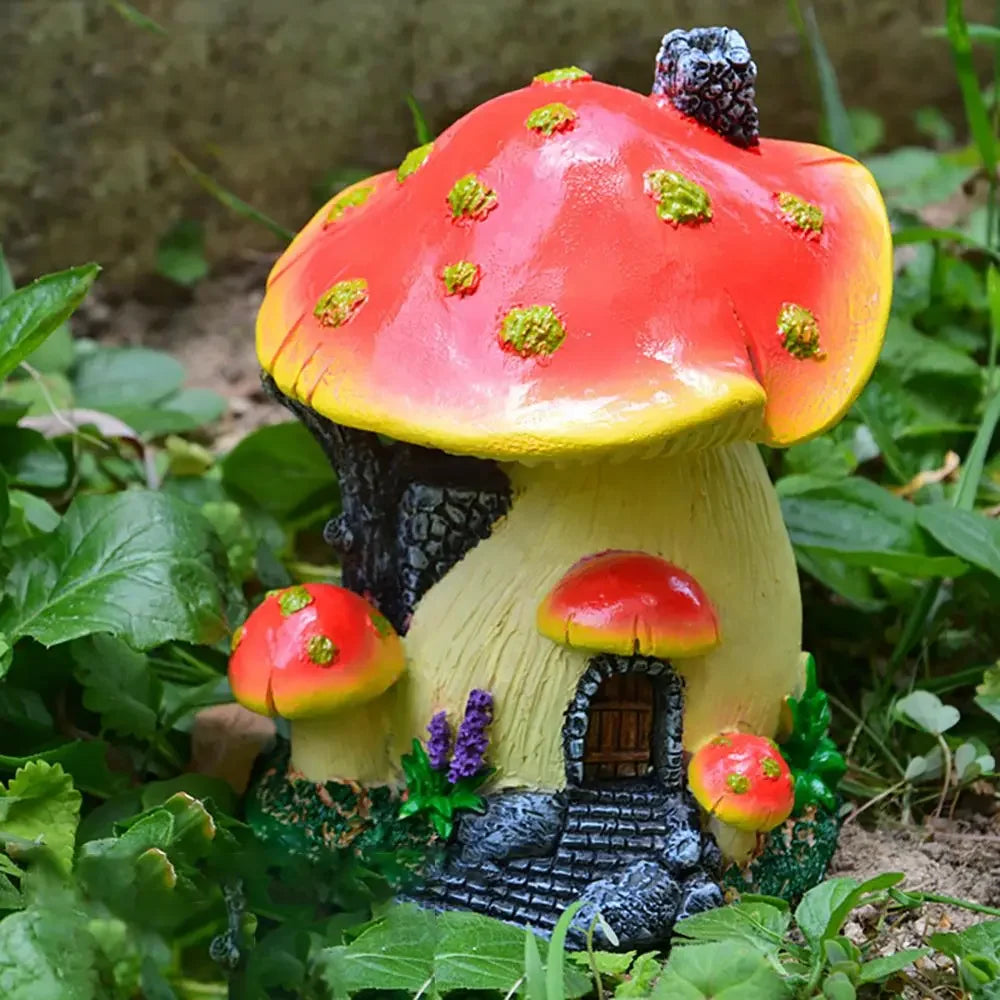 MycoFairy Home | Maison de champignon miniature | Figurine en résine | Décoration de jardin féerique & Terrarium | Fait main