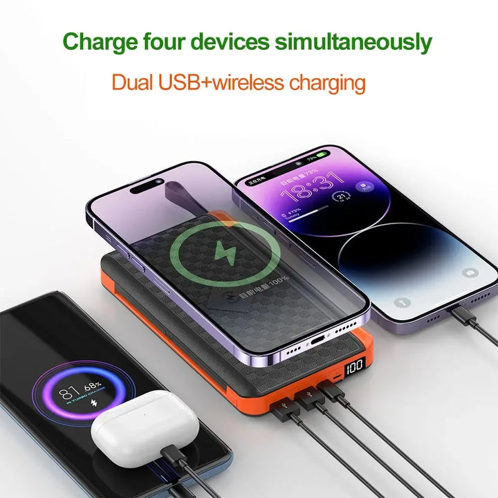 Batterie Solaire VoltMate Flip 15W | 10.000/20.000mAh | Chargement sans fil Qi | Panneau solaire pliable | Étanche et résistant aux chocs