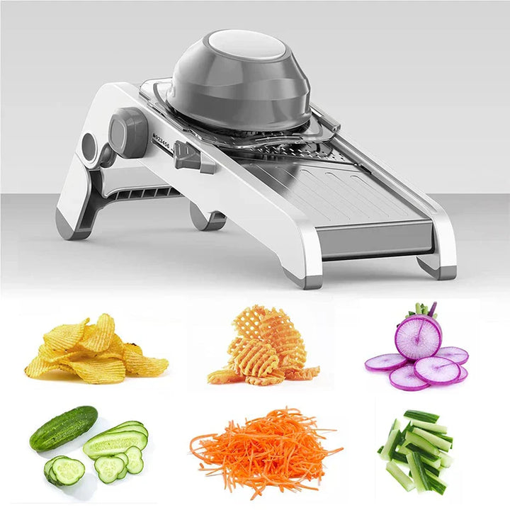 SchnittMeister 18-en-1 Mandoline Râpe à Légumes | Réglable & Lames en Acier Inoxydable | Pour Tranches, Frites & Julienne | Sûr & Polyvalent