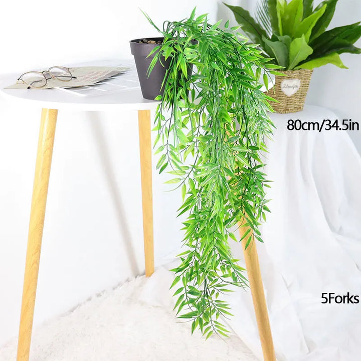 Plante suspendue artificielle | Feuilles de bambou et de saule tropicales | 80–105 cm | Décoration murale et de jardin