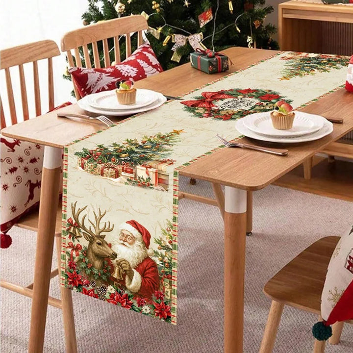 Chemin de table de Noël Festivia | 180×35 cm | Élégant & Festif | Décoration de table pour Noël & Nouvel An 2025/2026