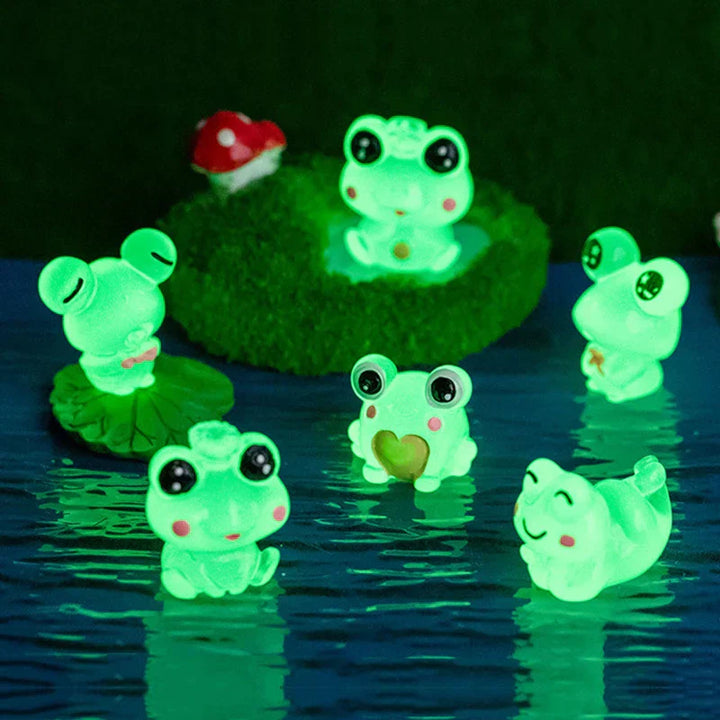 LumoFrosch Ensemble de Figurines | Grenouilles Miniatures Lumineuses | Pour Jardin de Fées, Aquarium & Décoration