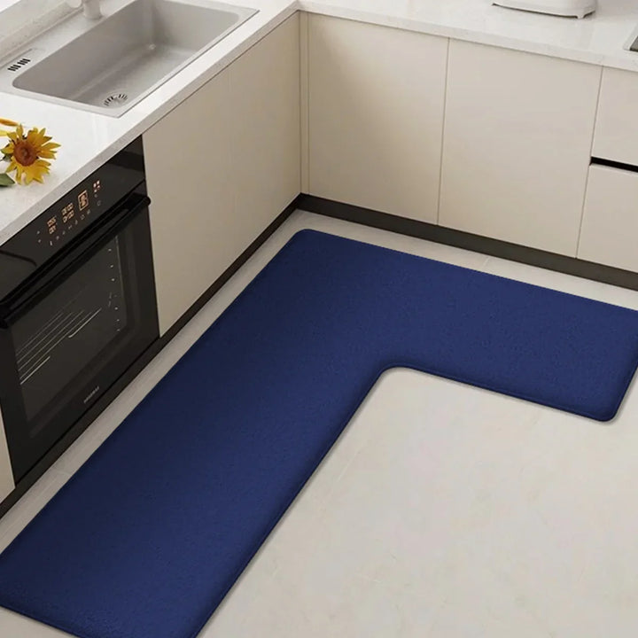 Tapis de cuisine CleanLuxe | Forme en L & Épais | Antidérapant, Absorbant d'huile & Résistant à la saleté | Doux en flanelle pour plus de confort