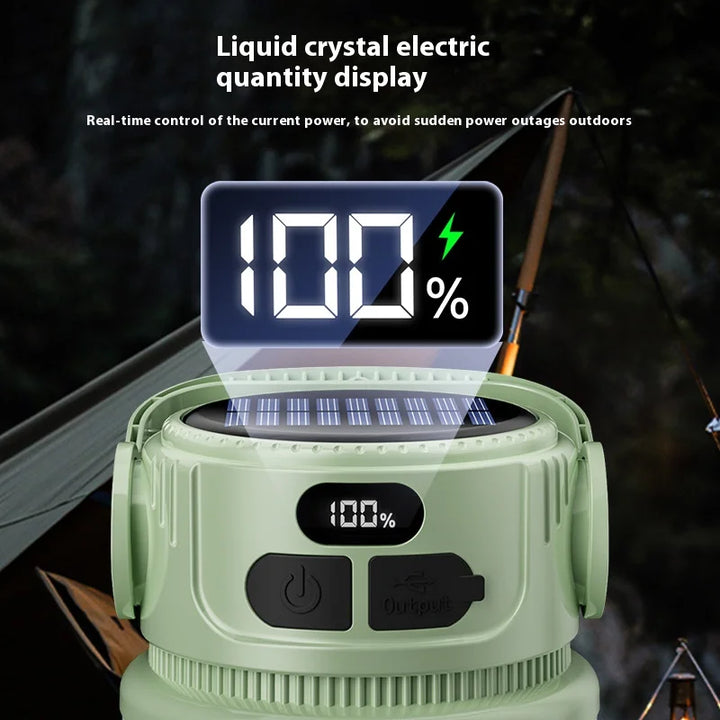 Luminatra Lampe de Camping LED Solaire | Rechargeable & Étanche | 6 Modes de Lumière | Pour Activités de Plein Air, Urgences & Voyages