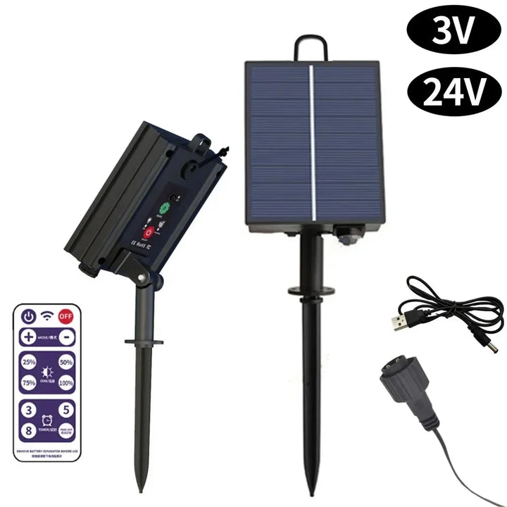Boîte de contrôle solaire LumiBox SolarControl | Avec télécommande & 8 modes d'éclairage | Pour guirlandes LED | Utilisation intérieure & extérieure