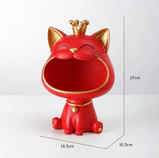 Figurine Dekofigur Nekomo CatCatch | Figurine Lucky-Cat moderne avec coupelle de rangement | 18,5×16,5×27 cm | Accessoire de décoration & idée cadeau