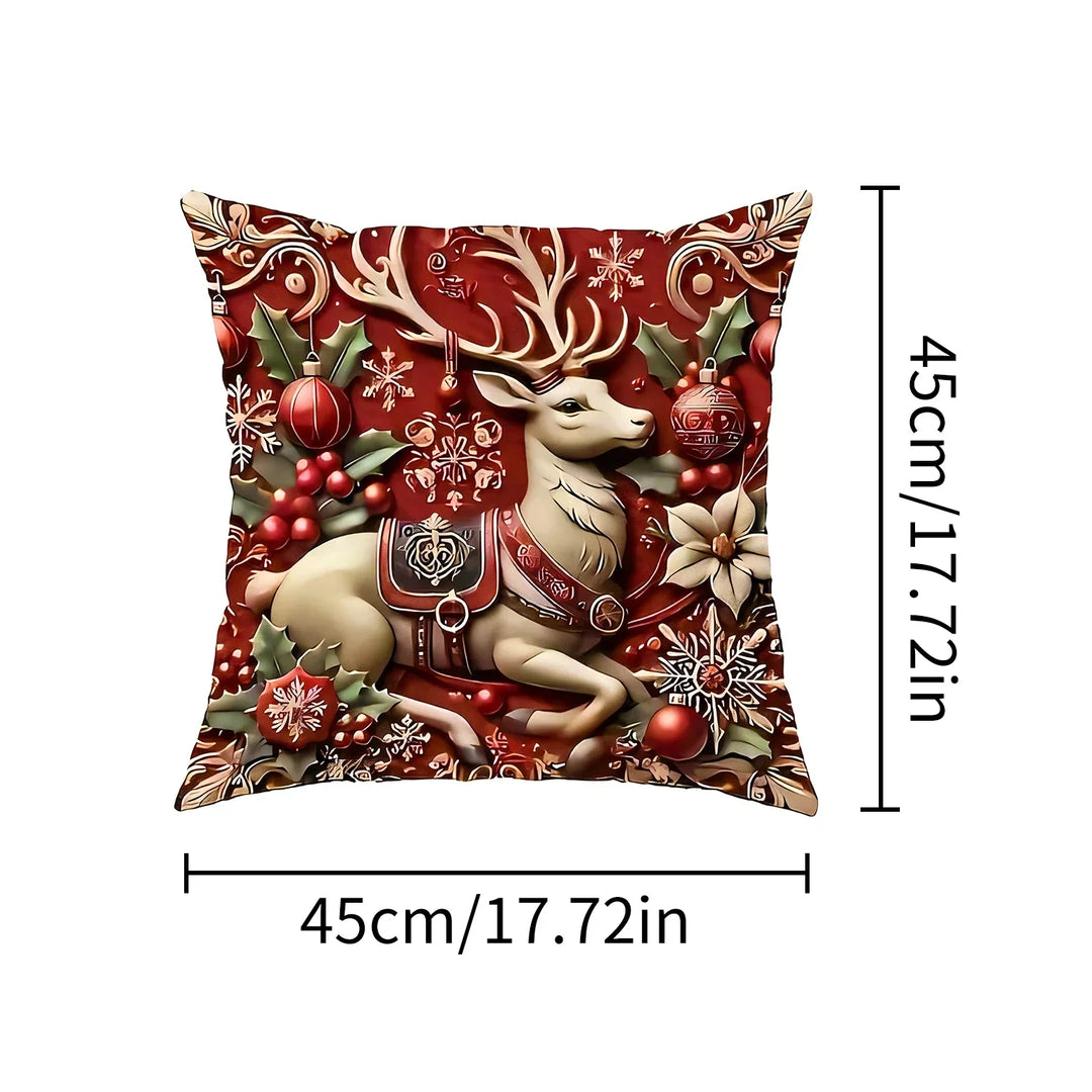 Housse de coussin de Noël Lunavia | Impression 2D | Design Père Noël | 45×45 cm | Décoration de Noël festive & idée cadeau