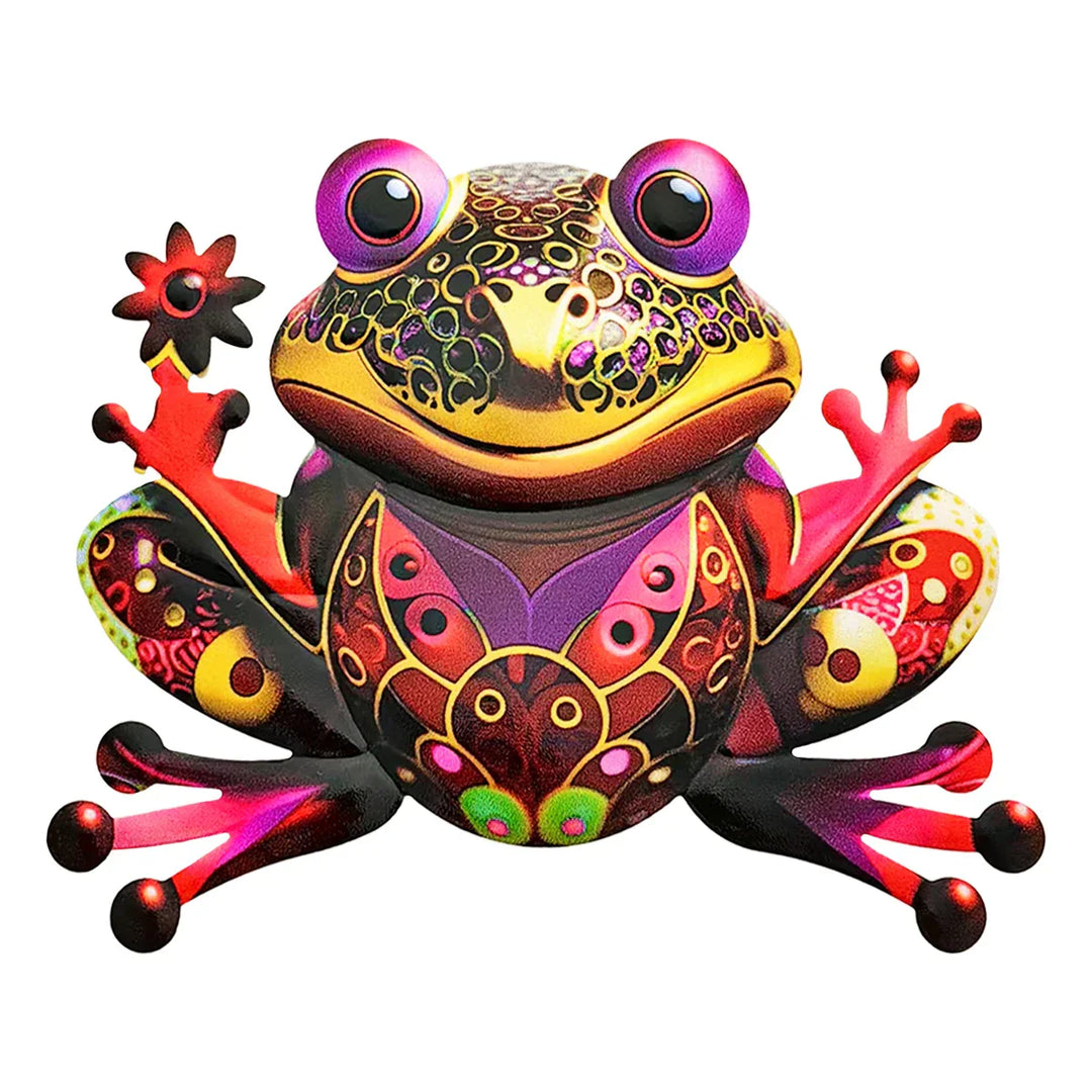 FROVIA Décoration murale Grenouille | Métal | Peint à la main | Décoration de jardin & Intérieur | 17,5 × 14 × 1 cm
