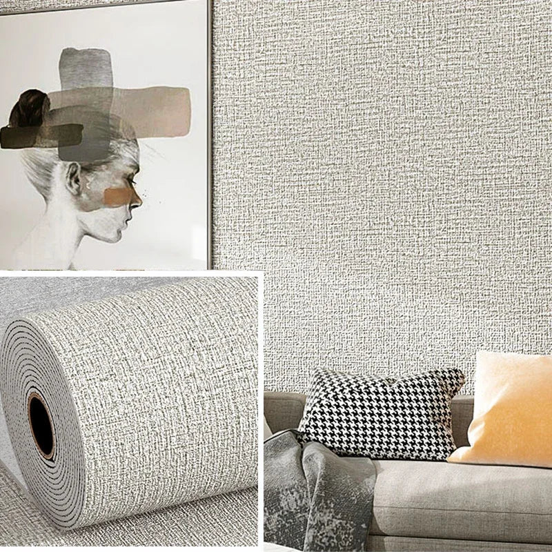 Papier peint 3D en lin autocollant Linovera | Imperméable, résistant à la moisissure & amortissant | Idéal pour le salon, la chambre & la cuisine