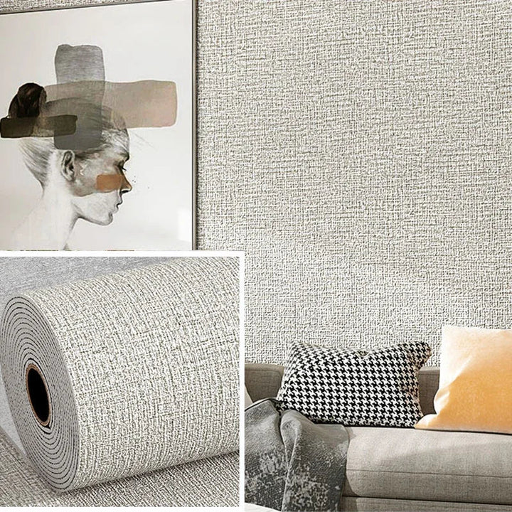 Papier peint 3D en lin autocollant Linovera | Imperméable, résistant à la moisissure & amortissant | Idéal pour le salon, la chambre & la cuisine