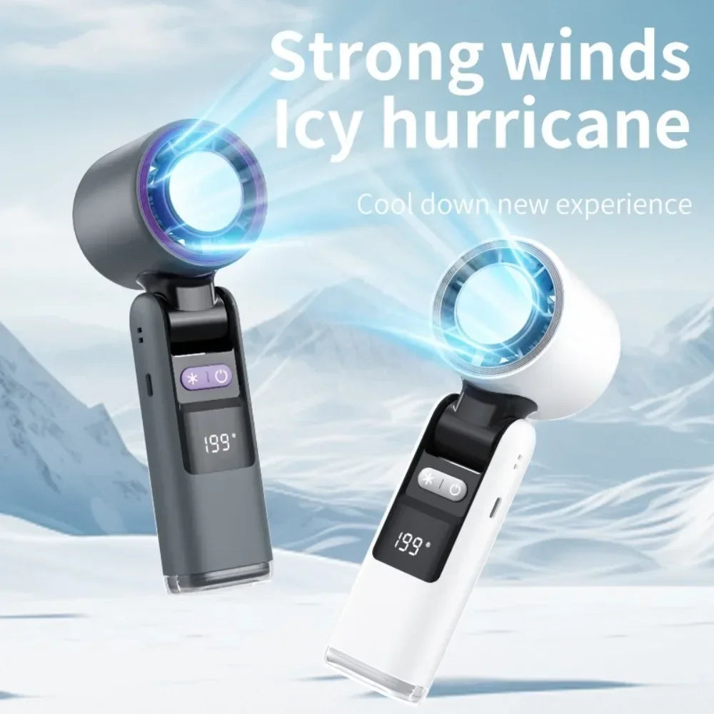 Mini-Ventilateur FrostaBreeze 199 | Portable & Ventilateur de Cou | 199 Niveaux de Vent, Affichage LED & Mode Air Froid | Batterie 4000 mAh