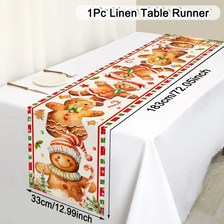 Festivara | Nappe de Noël | Effet lin | Décoration festive pour table à manger & commode | 2025