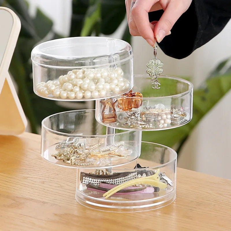 Rangement à bijoux 360° rotatif | Étanche et résistant à la poussière | Boîte à cosmétiques à 5 niveaux | GlanzDreh Transparent