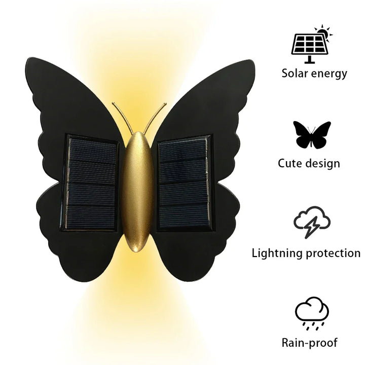 Lumora FlyGlow Lampe Murale Solaire Papillon | Avec Détecteur de Mouvement & Auto On/Off | IP65 Étanche | Pour Jardin & Entrée