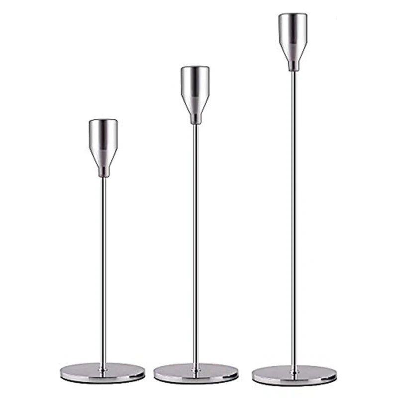 Ensemble de porte-bougies Luméa (3 pièces) | Design européen | Métal | 24–34 cm