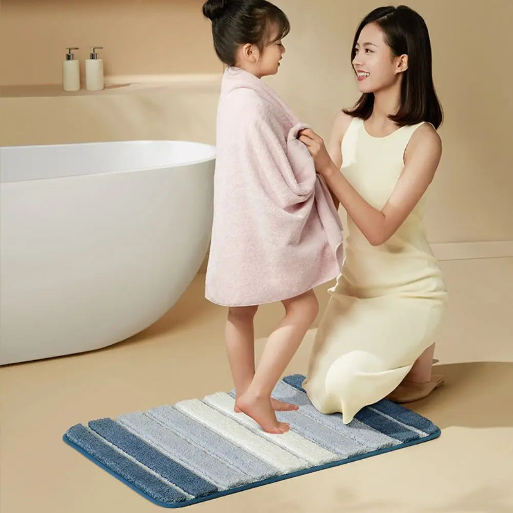 AquaLoom Tapis de Bain | Rayé | Doux & Antidérapant | 40 x 60 cm | Plusieurs Couleurs