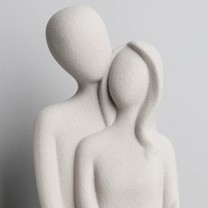 AMORIA Sculpture Couple | Nordique Abstrait | Céramique Mate | Blanc & Gris