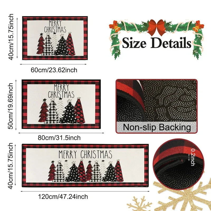 PlaidJoy Tapis de Noël | Design à carreaux & Antidérapant | Absorbant & Lavable | Pour Cuisine & Salon | Édition 2025–2026
