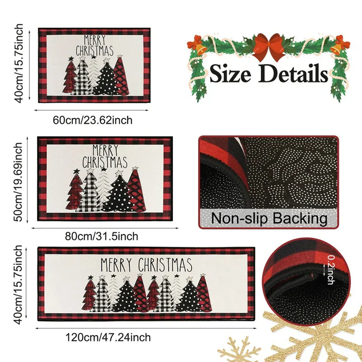 PlaidJoy Tapis de Noël | Design à carreaux & Antidérapant | Absorbant & Lavable | Pour Cuisine & Salon | Édition 2025–2026