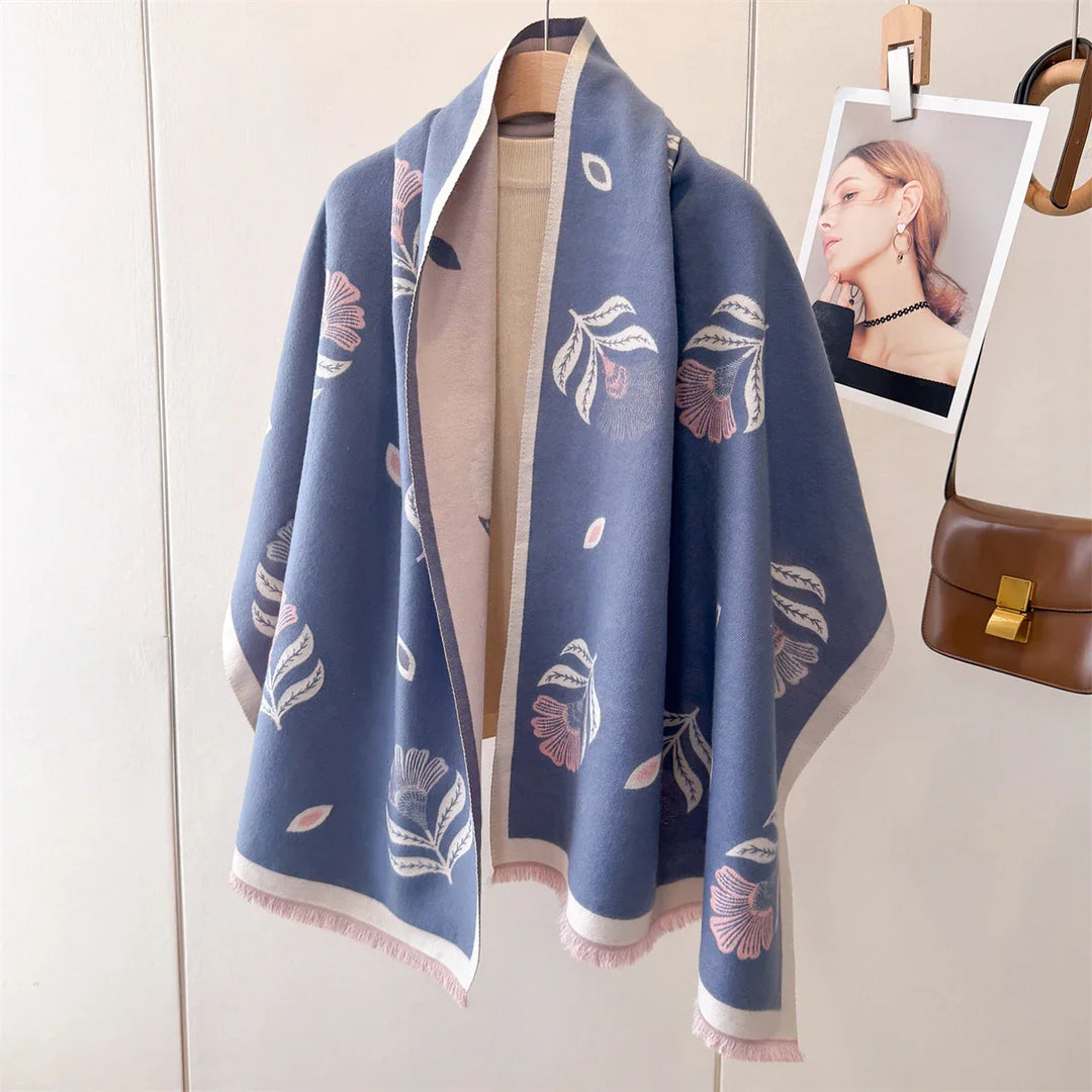 Écharpe Pashmina BelleAria Élégance avec imprimé nœud | 185 × 65 cm | Douce & Chaleureuse avec franges | Automne & Hiver