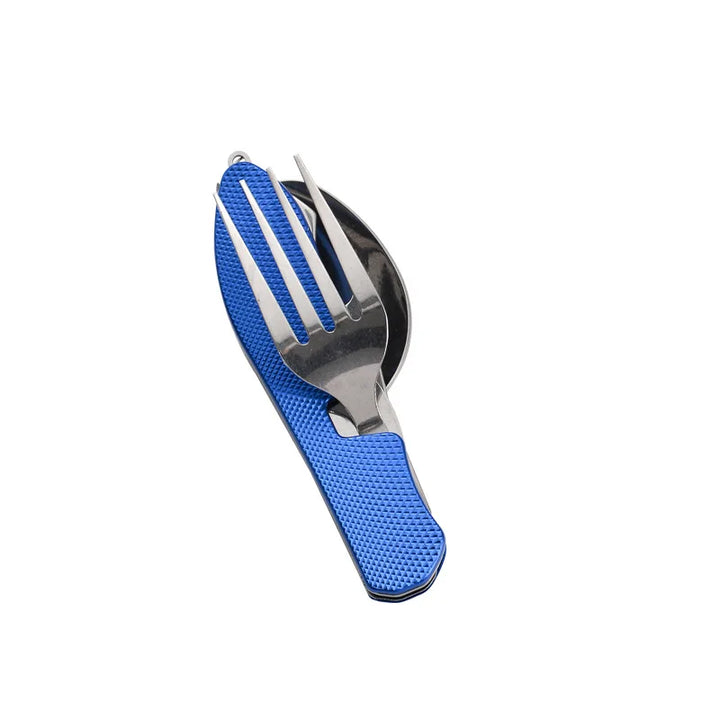 TrekMate 3-en-1 Ustensiles de Camping | Ensemble d'Ustensiles de Plein Air Pliable avec Couteau, Fourchette & Cuillère | Acier Inoxydable | Compact & Robuste | Pour Camping, Randonnée & Voyage