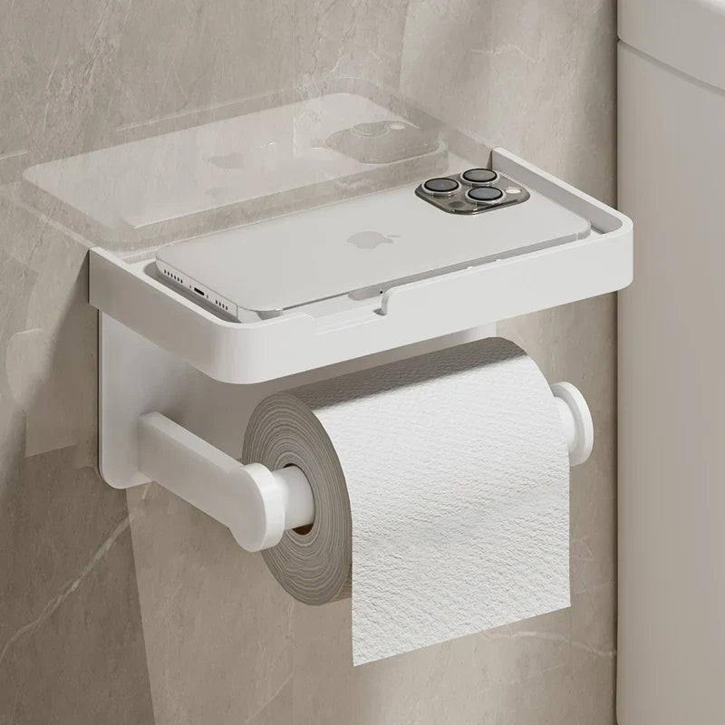 Support de papier toilette mural | Alliage d'aluminium | Sans perçage | Gris/Noir/Blanc