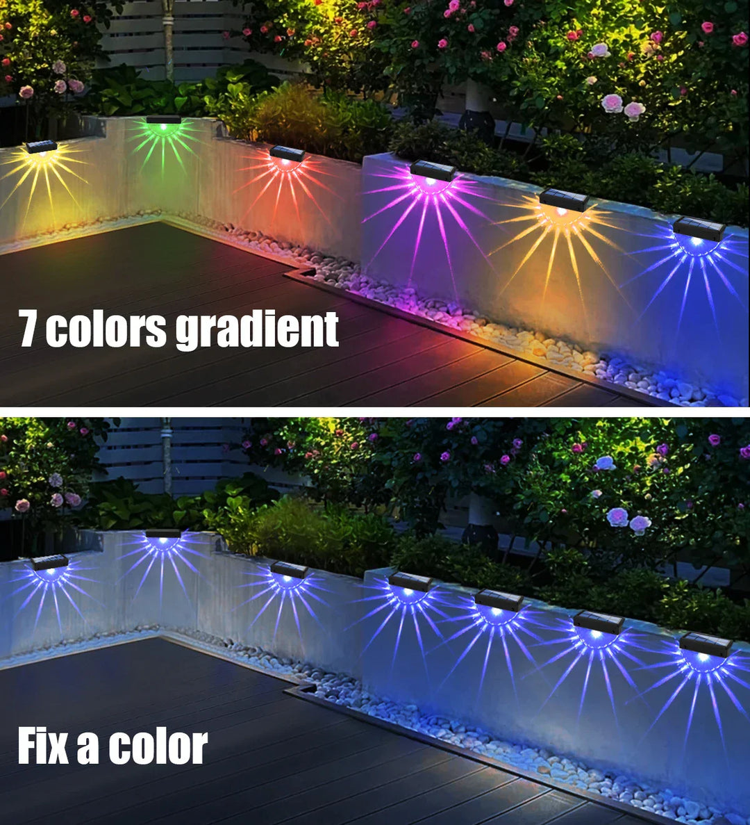 Lampes solaires à LED Lumora Step | Changement de couleur ou blanc chaud | Résistantes aux intempéries IP44 | Pour escaliers, clôtures et terrasses