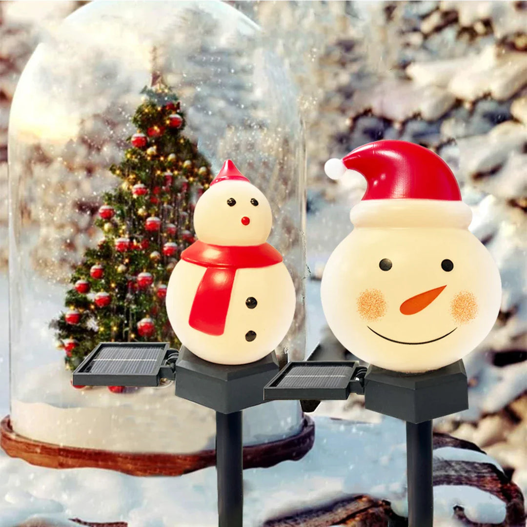 Lampe de jardin solaire | Père Noël & Bonhomme de neige | Lumière d'extérieur LED | Étanche & Extérieur