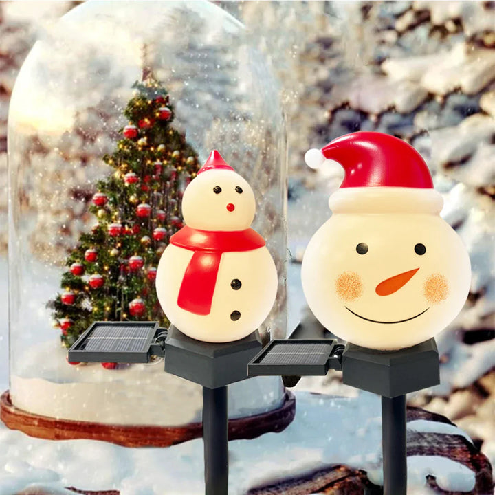 Lampe de jardin solaire | Père Noël & Bonhomme de neige | Lumière d'extérieur LED | Étanche & Extérieur