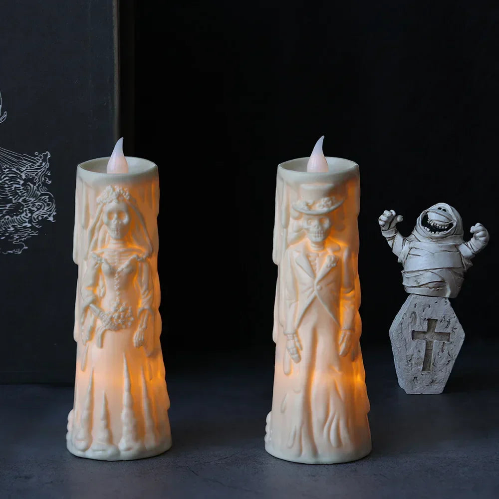 Bougie Halloween CreepyFlame | Bougie LED vacillante | Décoration effrayante pour fête, fenêtre et table