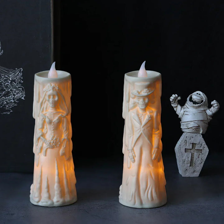 Bougie Halloween CreepyFlame | Bougie LED vacillante | Décoration effrayante pour fête, fenêtre et table
