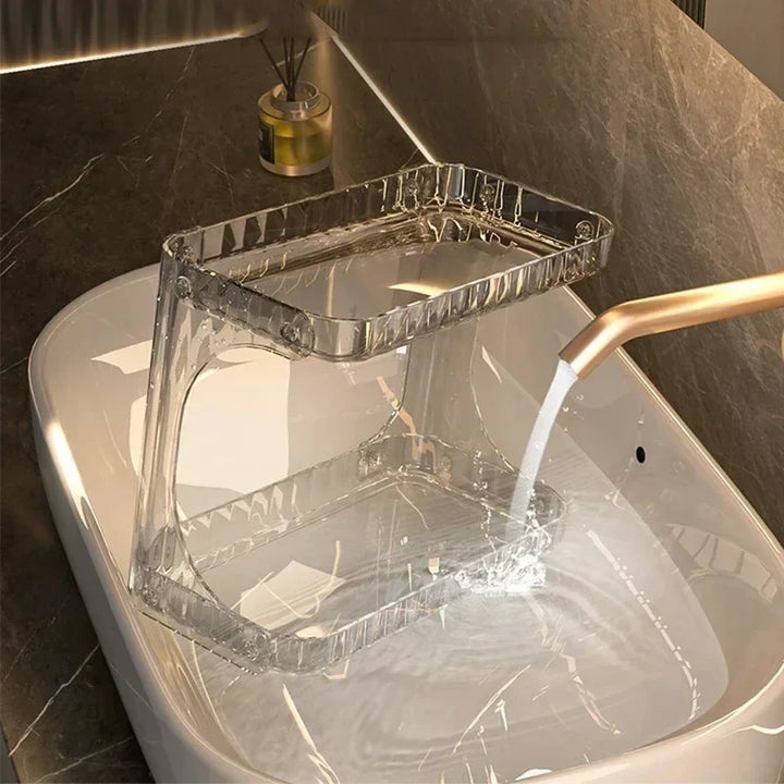 PureStak Étagère de Salle de Bain | À Deux Niveaux | Organisateur de Cosmétique & de Soins | Support pour Lavabo & Table