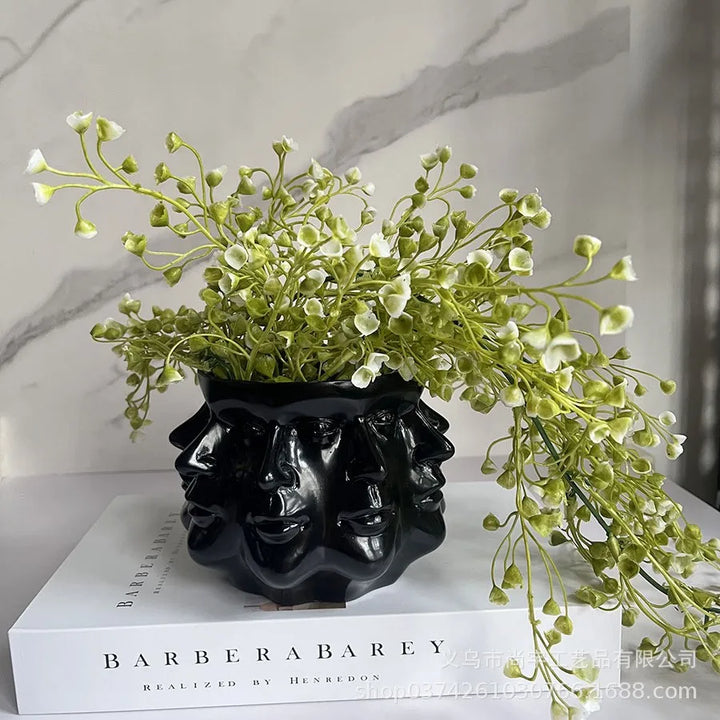 Pot de fleurs VISAGIO | Design de visage 3D | Accessoire de décoration artistique | 12,5 x 10,5 cm | Pour plantes d'intérieur & déco