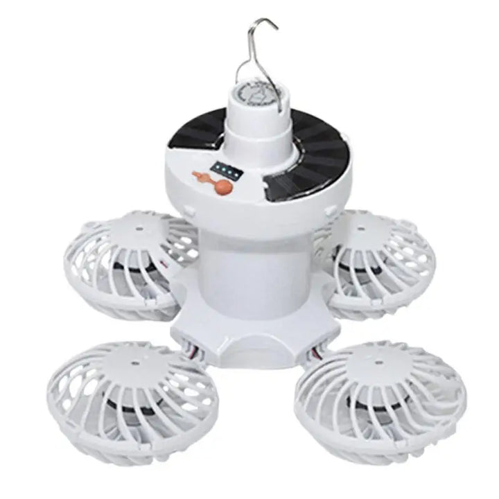 Lampe de Camping Solaire Ventolux avec Ventilateur | Pliable & Portable | 3 Vitesses de Vent & Éclairage LED | Pour Tente, Terrasse & Extérieur