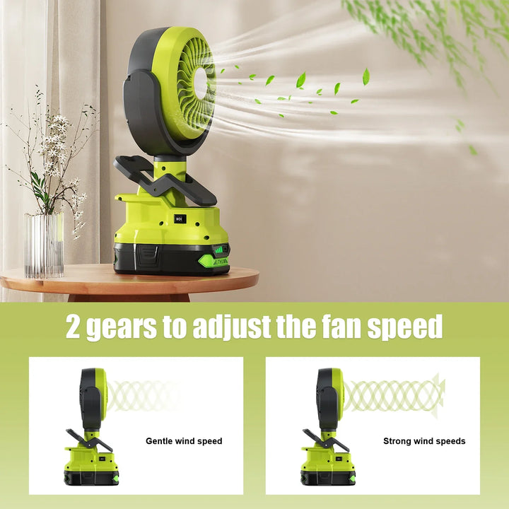 Ventilateur à batterie et secteur DualBreeze One | Compatible avec les batteries Ryobi P107/P108 | Portable & fonctionnement sur secteur | Pour une utilisation intérieure et extérieure