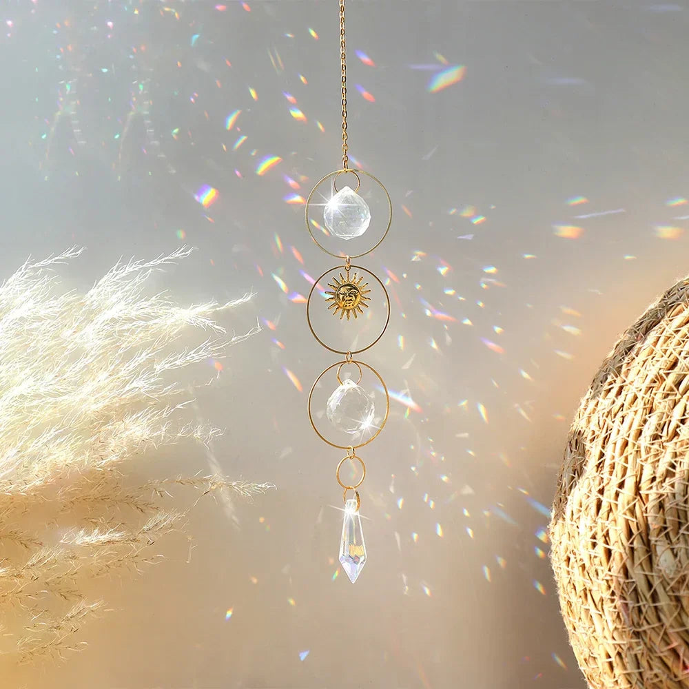 Lunora | Attrape-soleil en cristal | Pendule décoratif arc-en-ciel | Verre & Métal | 20 cm
