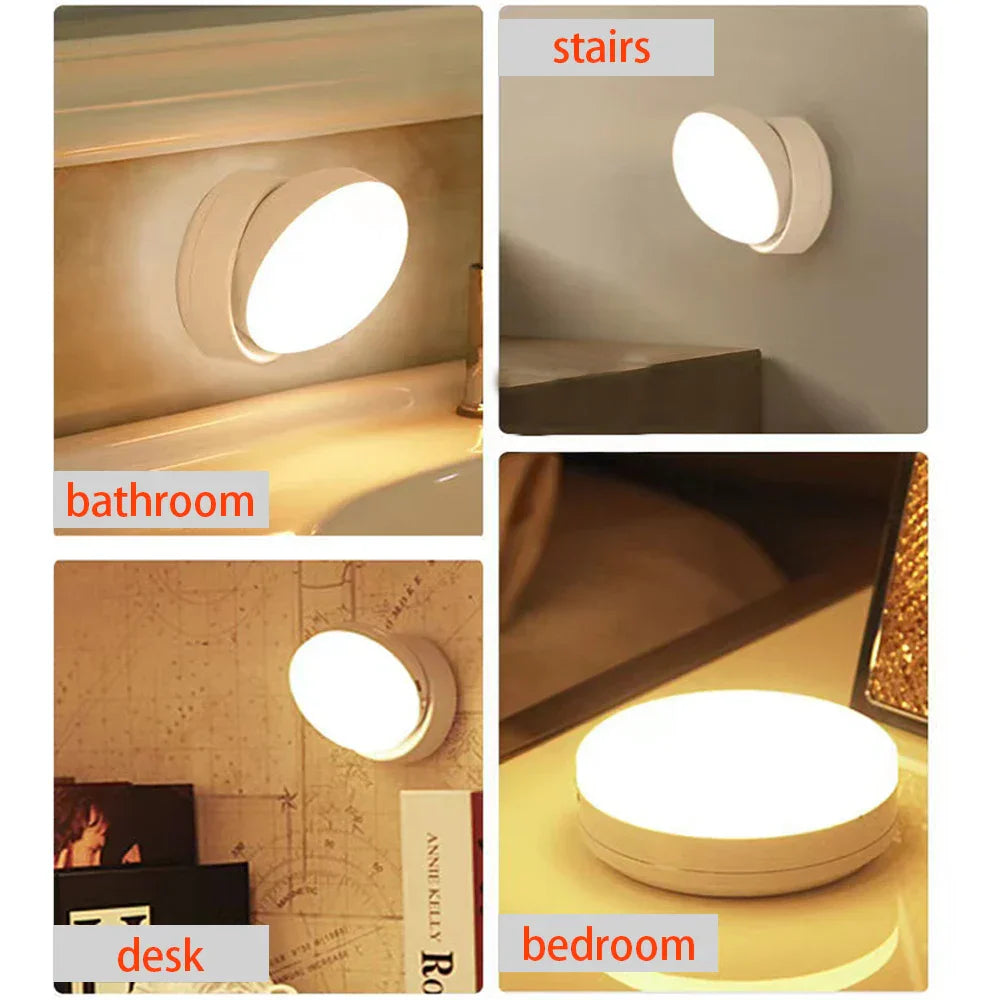 LumiFlex360 Lampe de nuit LED | Détecteur de mouvement | Rotatif à 360° | Rechargeable | Magnétique et sans fil