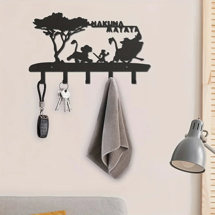 KeyLuma Porte-clés mural | Support de clés en métal avec 5 crochets | Crochet mural noir avec motif décoratif | Design robuste & Surface de haute qualité