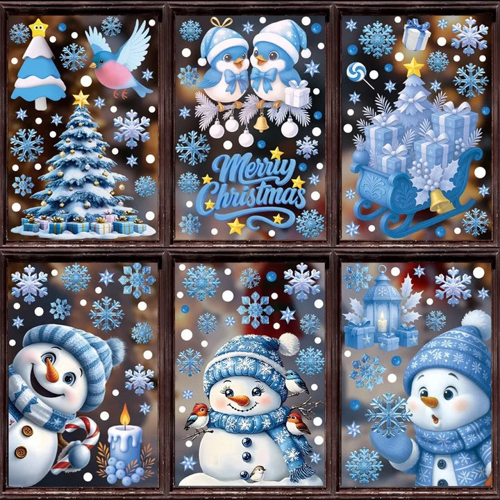 Frostella | Autocollants de fenêtre de Noël | Bonhomme de neige, Père Noël & Flocons de neige | Réutilisables & sans résidu | Pour verre & miroir