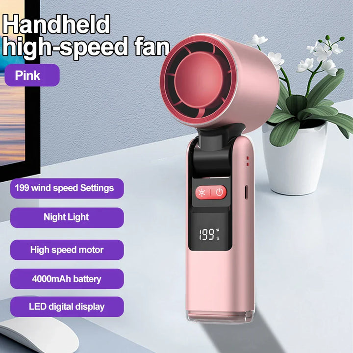 Mini-Ventilateur FroideJet 199 | 199 Vitesses | Mode Refroidissement Glacé | Batterie 4000mAh | Portable & Rechargeable