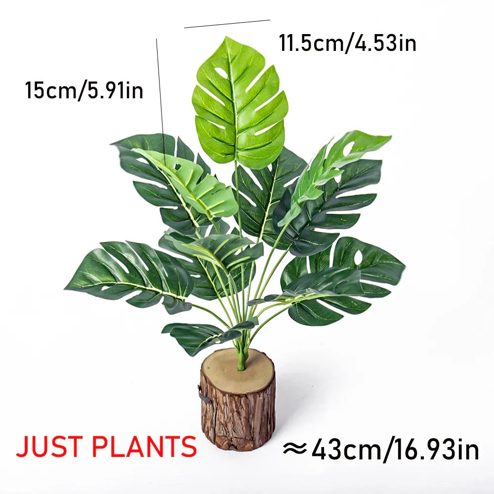 EverTropica Monstera Plante Monstera Artificielle | 43 cm | 12 Branches | Feuilles Décoratives Tropicales pour Maison & Jardin